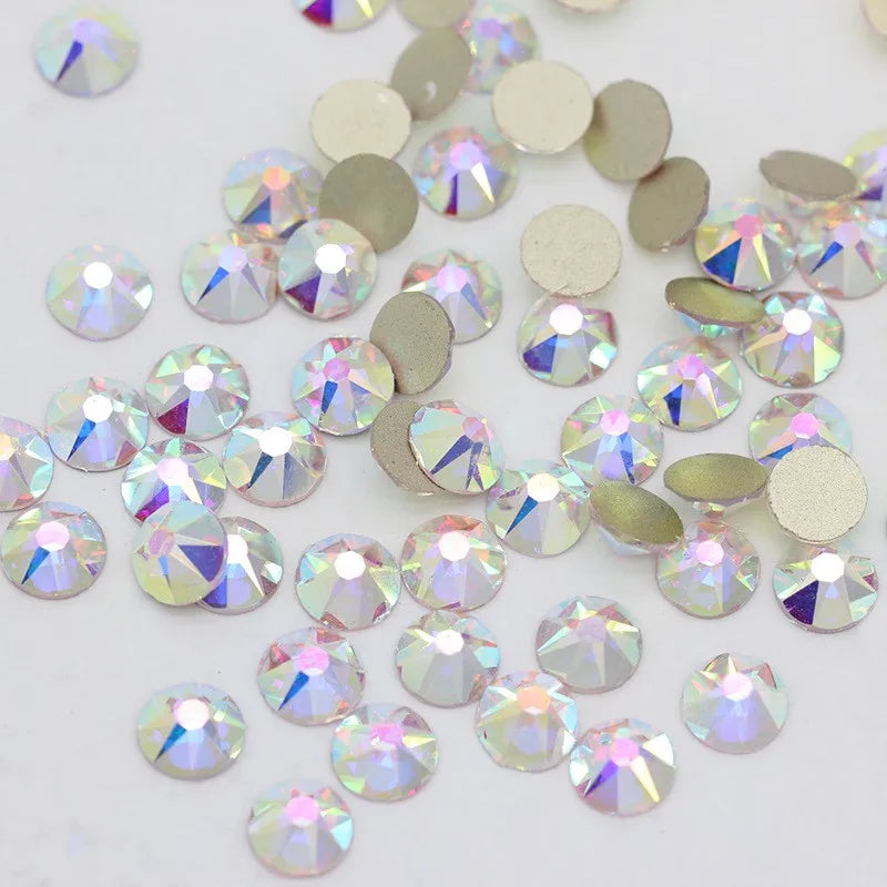 2088 Flatback Non Hotfix Rhinestones Top Quality 8 Big 8 Small 16 Cut Facets Glass Crystal Round Diamond for Wedding Dress