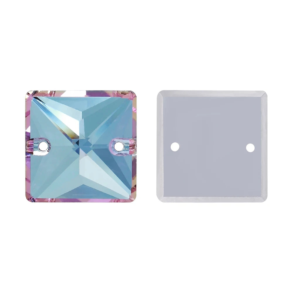 Wholesale Custom Square Sew-on Loose Rhinestones 5A Quality Crystal FlatBack 2 Holes 12 Facets Sewing Bling Decoration