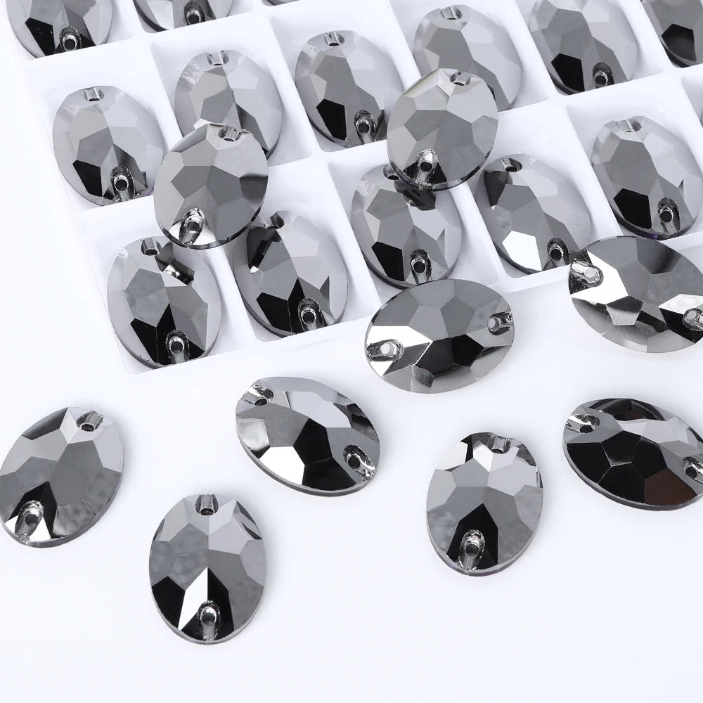 QIYI Oval Crystal Sew-on Rhinestones Flat Back K9 Glass Sew on Stones Garment Beads Clothing Sewing Accessories