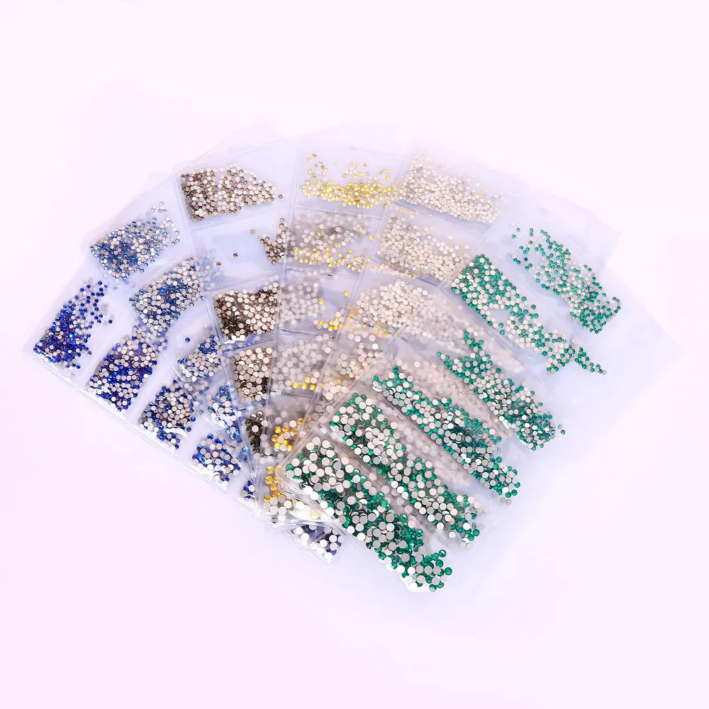 Wholesale 6 Grid Mix Size SS4 SS5 SS6 SS8 SS10 SS12 Crystal AB Rhinestone Flat Back Nail Glass Rhinestones for Fashion Jewelry