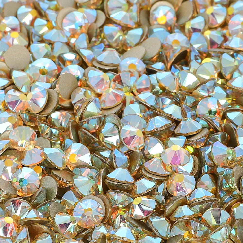Factory Wholesale Crystal AB Colors 2088 16 Cut Facets Multi and Size Flat Back Golden Bottom High Quality Glass Rhinestones