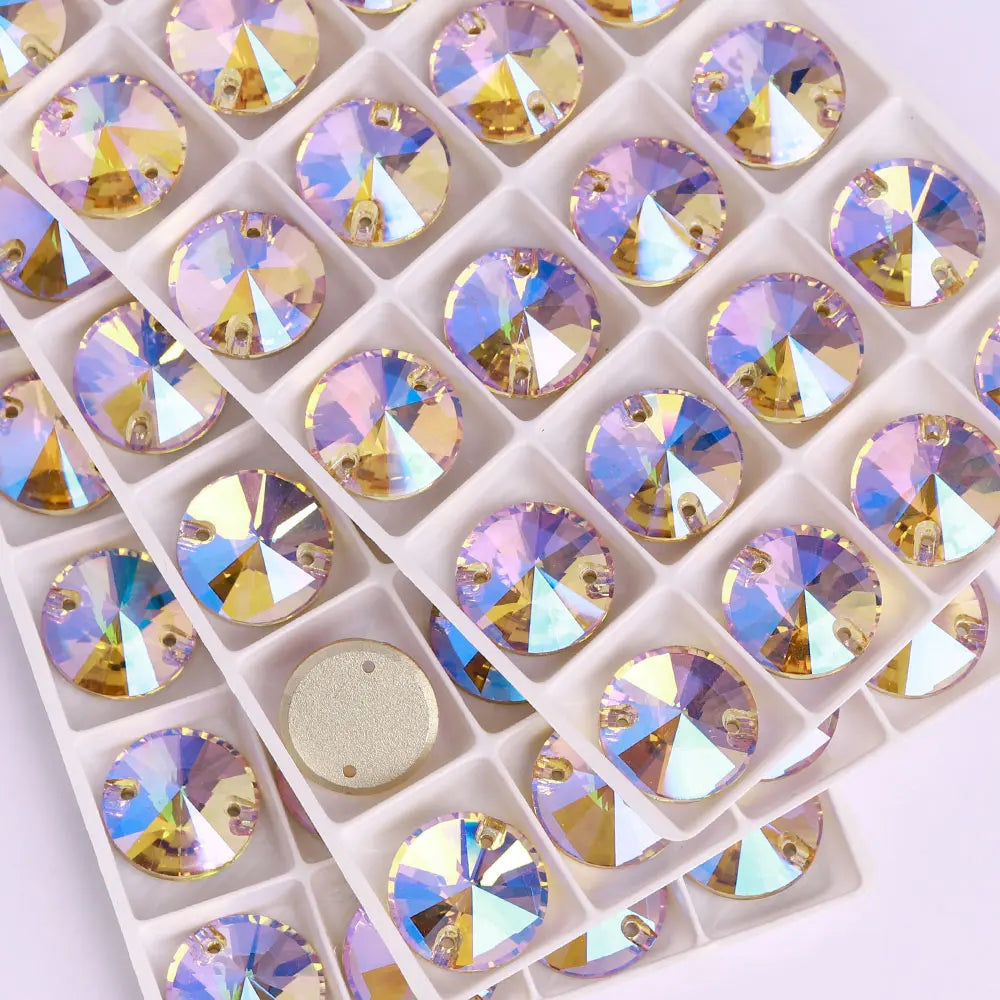 Wholesale Rivoli Rhinestones 55 Colors Crystal Strass AB Sew-on Rhinestones Glass Gems Clothing Flatback Sewing Stones for Women