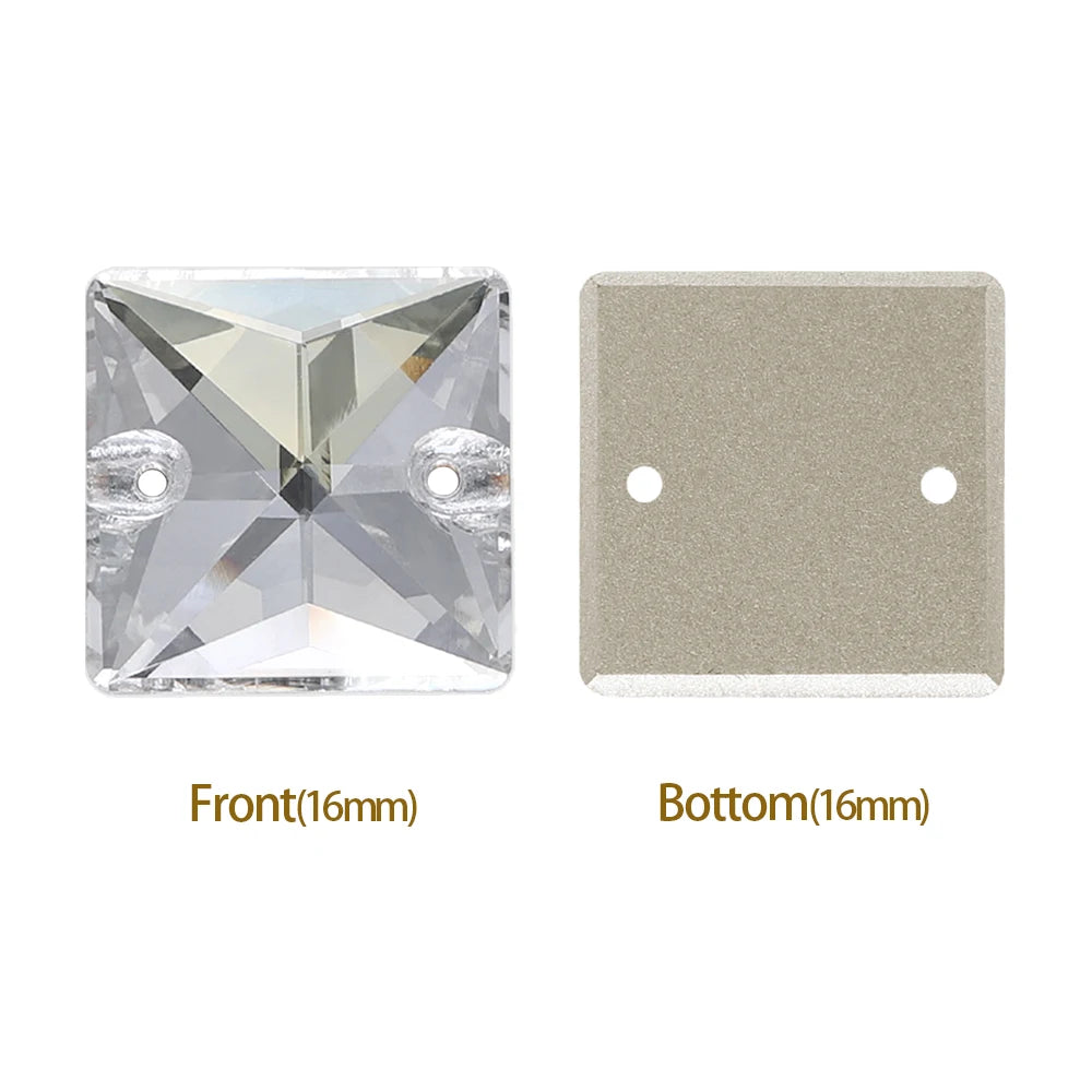 3240 Pure Glass Flat Back Grade AAAAAA Quality 12mm/14mm/16mm/22mm Square Shape Sew-on Rhinestones for Garment Decoration