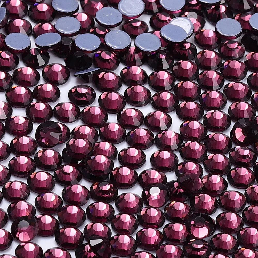 Wholesale 60Colors Hotfix Glass Crystal Rhinestone Flat Back Round Hotfix Crystal Stone Delicate for Clothing Accessories