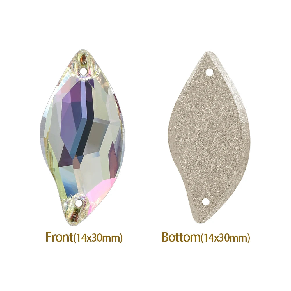 3254 QIYI Innovative Design Top Quality Grade AAAAAA Durable Clear Hard Pure Glass Flat Back Latest Fashion Sew-on Stone