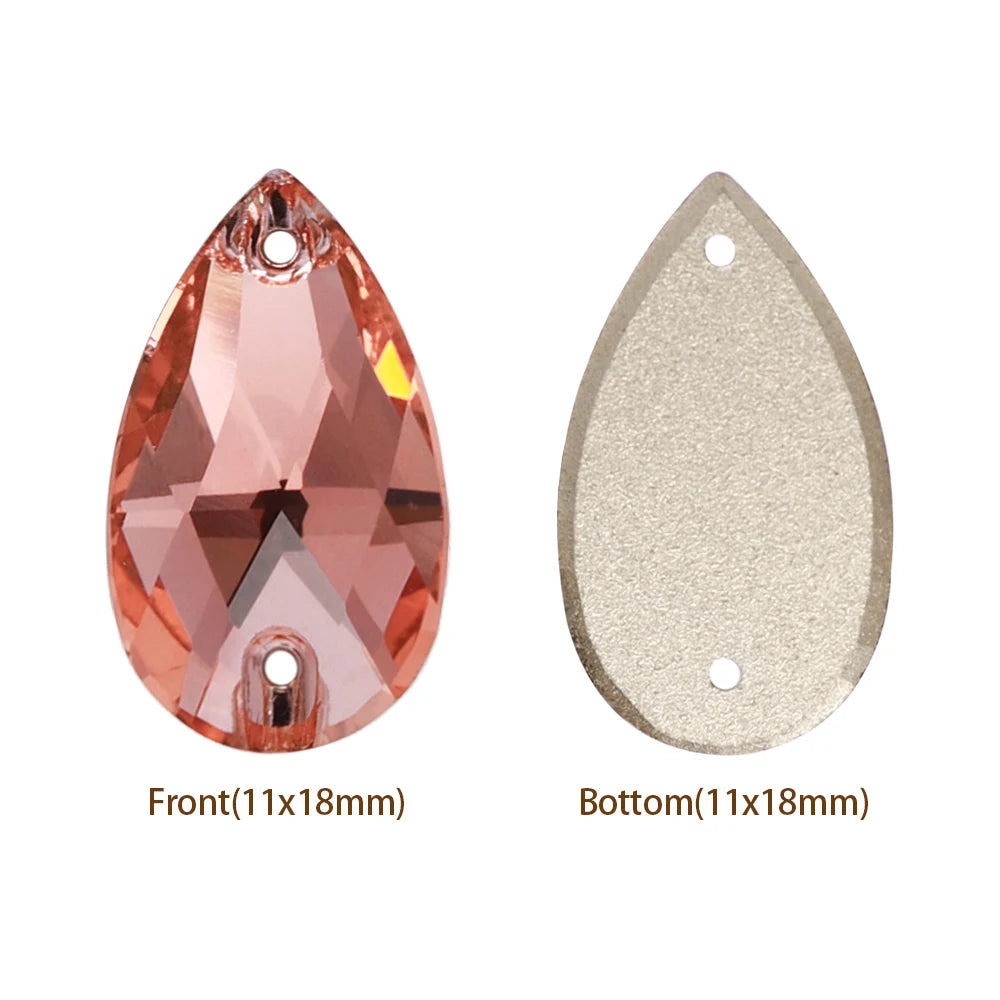Hot Selling QIYI Brand 55 Colors Multi Size Multi Shape High Quality Flat Back Drop Sew-on Glass Crystal Rhinestones 16 Facets