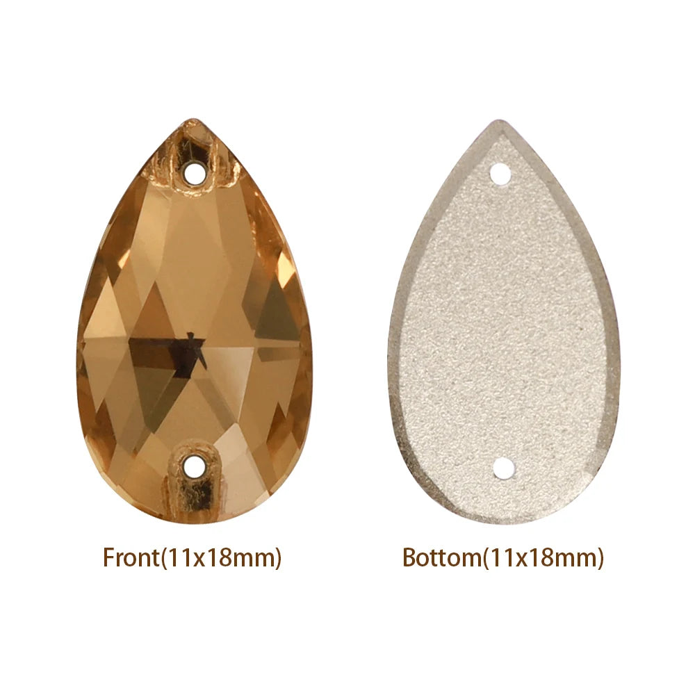 Hot Selling QIYI Brand 55 Colors Multi Size Multi Shape High Quality Flat Back Drop Sew-on Glass Crystal Rhinestones 16 Facets