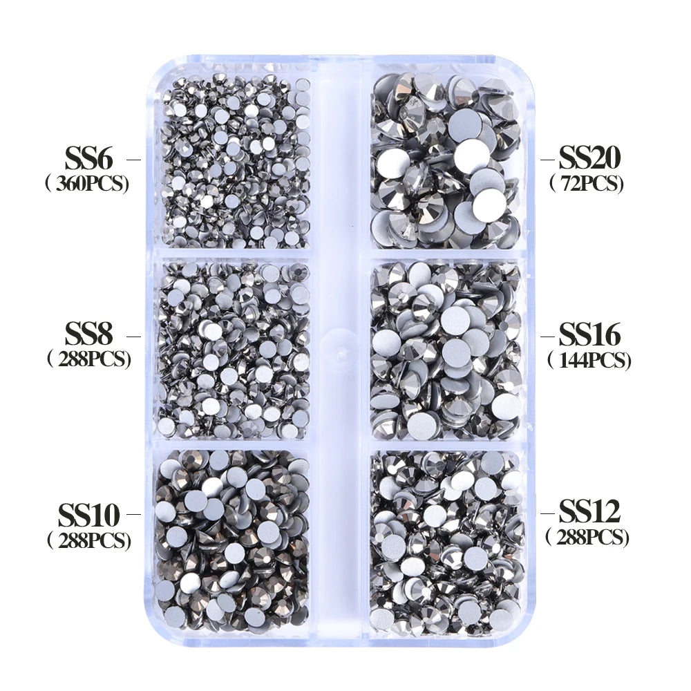 Wholesale 6 Grid Bling Over 80 Colors Mixed Sizes Crystal AB Crystal Glass Flat Back Glass Rhinestones for Clothing