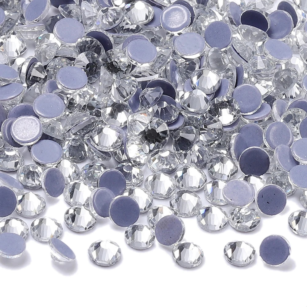 Wholesale Crystal and Crystal AB SS3-SS30 Hot Fix High Quality Glass Crystal Bright Shining Rhinestones for Garment Decoration