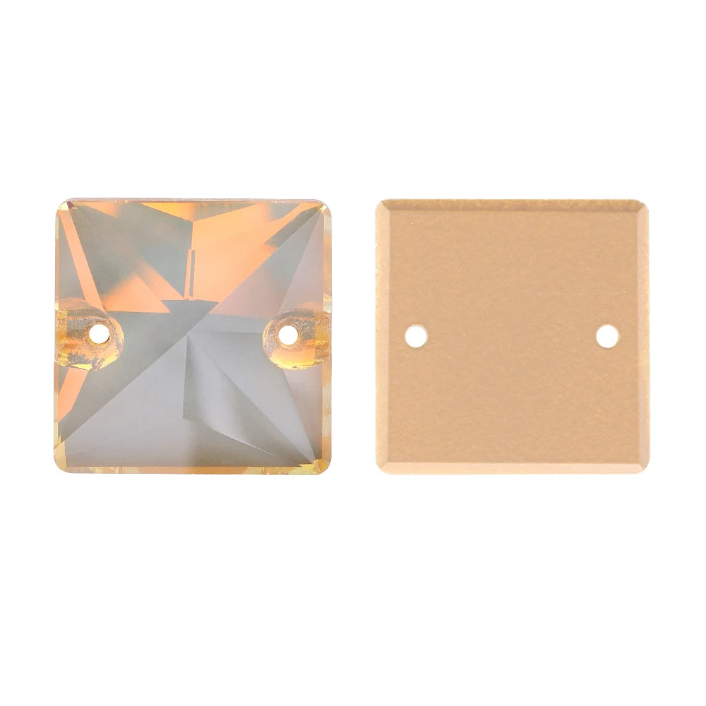 Wholesale Custom Square Sew-on Loose Rhinestones 5A Quality Crystal FlatBack 2 Holes 12 Facets Sewing Bling Decoration