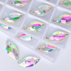 QIYI Innovative Design Diamond Leaf Shape High Quality Grade AAAAAA Clear Hard Pure Glass Loose Flat Back Sew-on Rhinestones 9