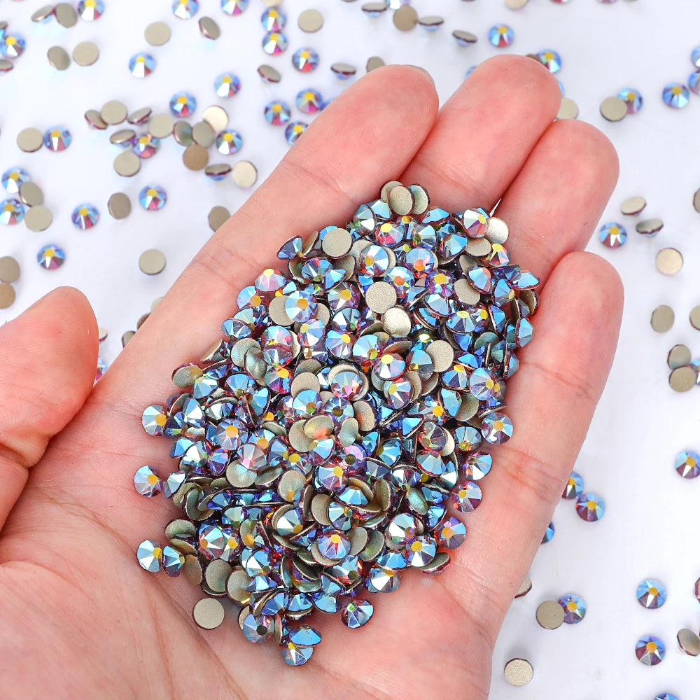 Top Quality 2088 Crystal Glass Rhinestones 16 Cut Facets Round Flatback Diamond Strass AB in Bulk Stones for Cloth Tumbler