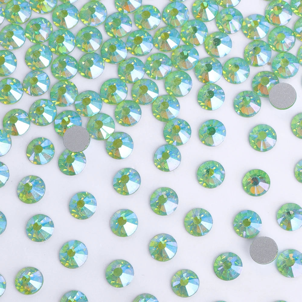 2024 New Design Wholesale Green Colors 30 Kinds Green Rhinestone Rhinestone Non Hotfix Flat Back Crystal Glass  for GYM Clothing