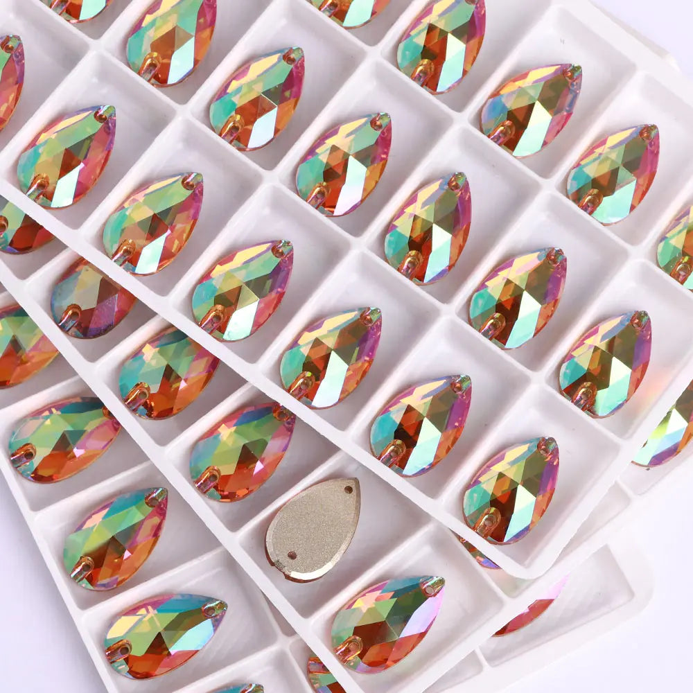 Wholesales Customize New Trend Drop  Shapes Colors Crystal Beads Sewing-On Rhinestones for Jewelry Clothes