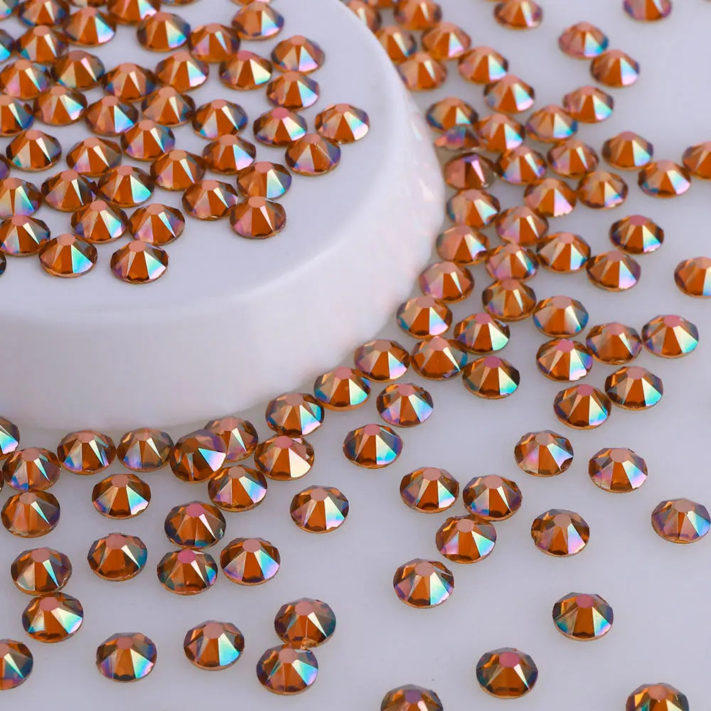 High Quality 16 Cut Facets  Crystal AB Rhinestone Gold Base Non Hot Fix Flatback  Rhinestones Bulk for Dress