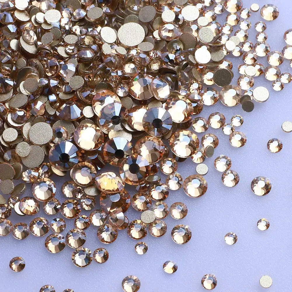 Multi Sizes SS4-SS20 Rhinestones Colorful Non Hot-Fix Round Glitter Crystal Flatback Rhinestone 3D Nail Art Decorations