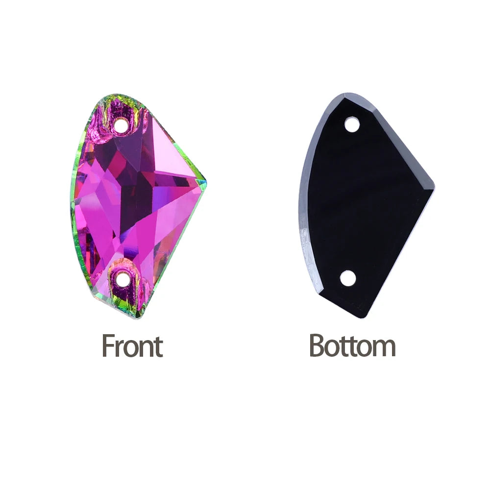 Factory Direct Wholesale Low MOQ Glass Crystal Galactic Sew-On Rhinestones With Two Holes for Garment Decoration 3256