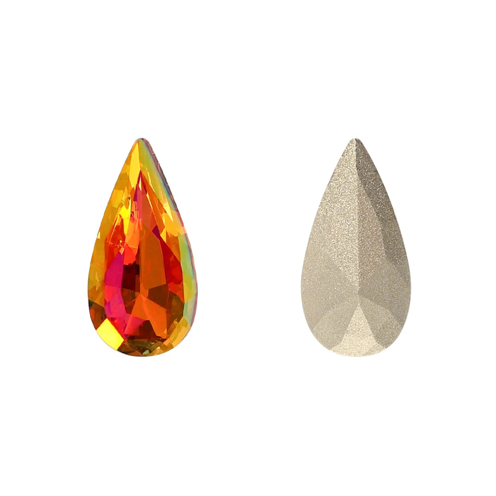 QIYI K9 Glass Tear Drop Shape Effect Color High Quality Fancy Shape Sparkling Bright Shining Point Back Stones for Decoration