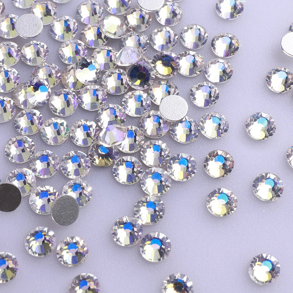 Customized Rhinestone Supplier Glass Crystals Nail Art Rhinestones SS10 Non Hot Fix Diamond AB Rhinestone Bling for Garment Nail