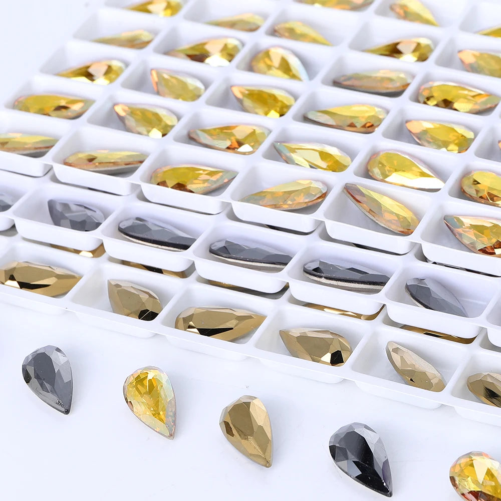 QIYI K9 Glass Tear Drop Shape Effect Color High Quality Fancy Shape Sparkling Bright Shining Point Back Stones for Decoration