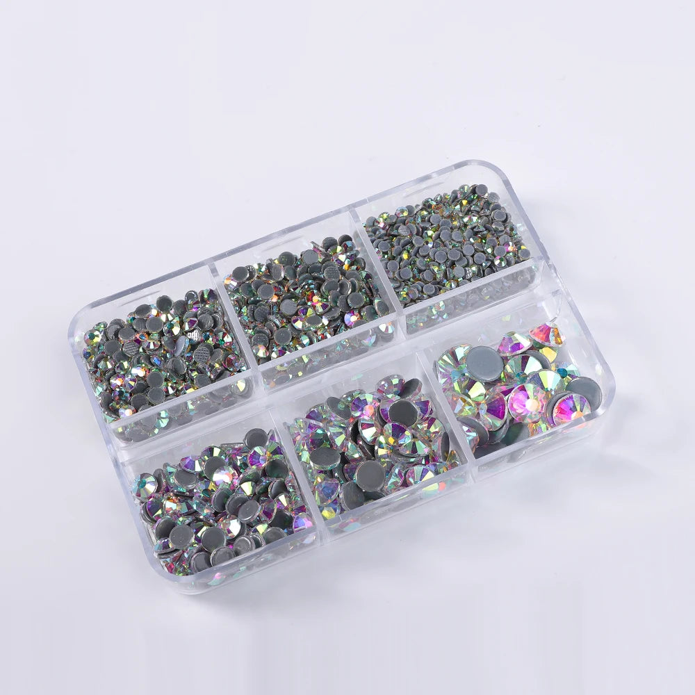 Hot Selling 6 Grid Hotfix Rhinestone Kit Mix Box Nail Charms Crystals Rhinestones Wholesale Stones for Jewellery Making