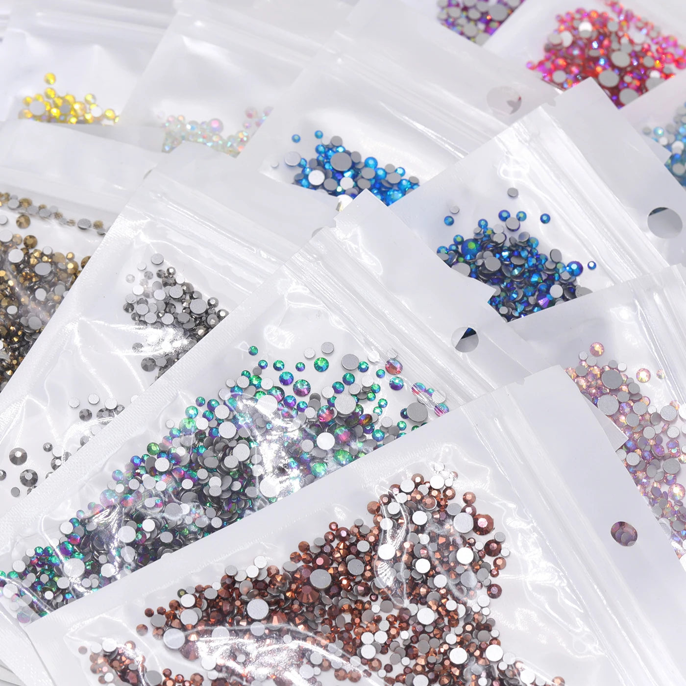 QIYI Wholesale Mixed Size Ss3-ss20 Crystal Rhinestones  Non- Hotfix Round Loose RhinestonesBulk for Decorative Nail Art Crafts
