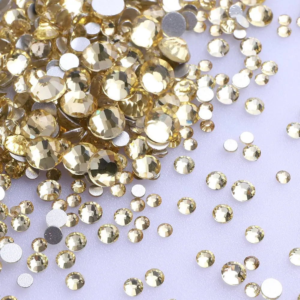 Wholesale Rhinestones 200 Colors 1440pcs  Mix Size Glue on Glass Flat Back Rhinestone Bulk Glass Rhinestone Crystal for Garment