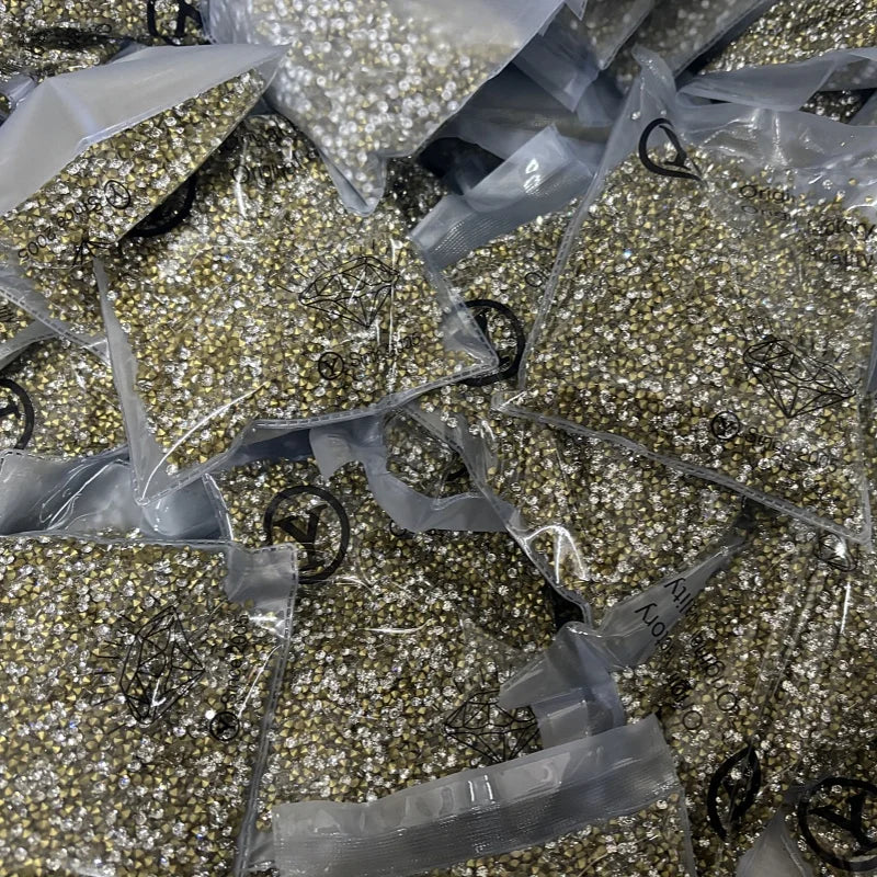 SS8 SS12 Rhinestone Factory Wholesale Point Back Glass Crystal Chaton Rhinestone Nail Art DIY Decoration Materials