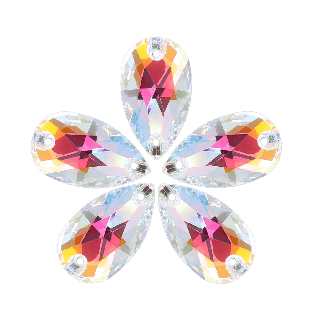 Wholesale 7x12 10x14 11x18 13x22 17x28 mm Raindrop Sew-on Rhinestones Non Hotfix Flatback Sewing Strass Bling for Jewelry Dress
