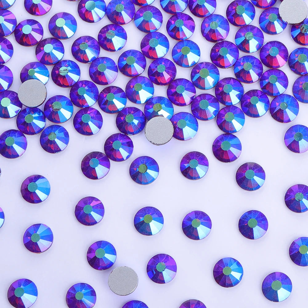 Purple 30Kinds Colors 2024 Ready Stock New Colors Wholesale Rhinestone Non Hotfix Flat Back Crystal Glass  for DIY Nail Clothing