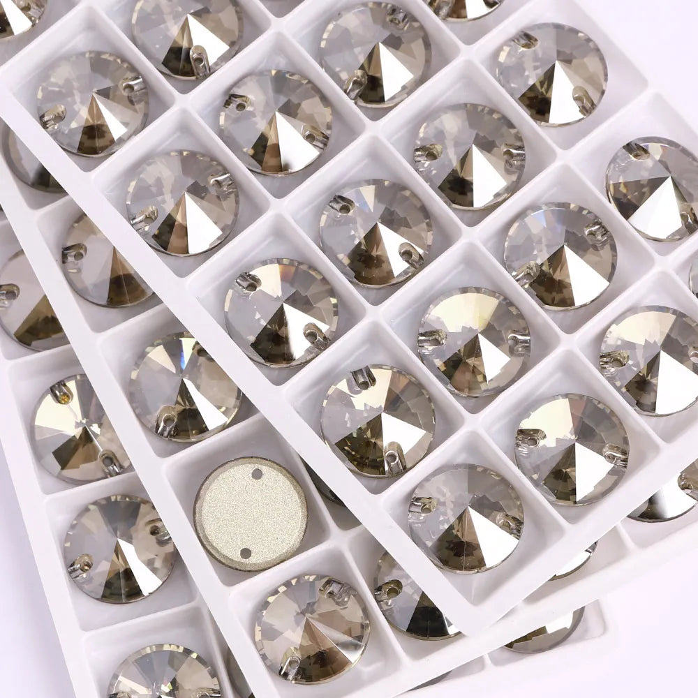 Rivoli Rhinestones 55 Colors Crystal AB Sew-on Rhinestones Glass Gems Clothing Flatback Sewing Stones for Women