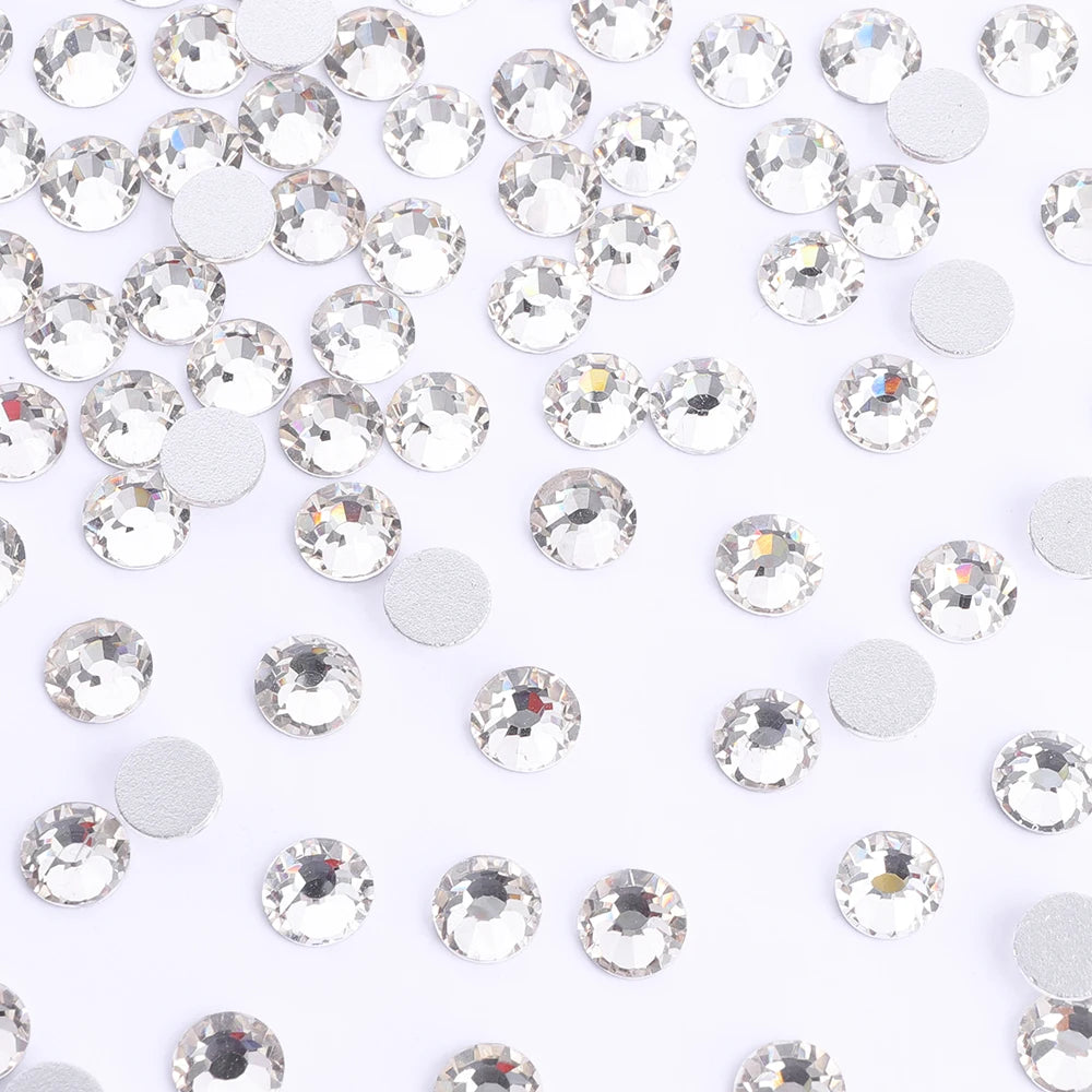 Wholesale 14400pcs Glass Crystal Glue on Rhinestones Bulk Non Hotfix Flatback Rhinestones for Wedding Accessories