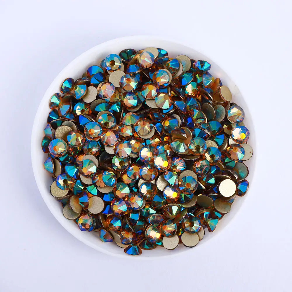 Wholesale Bulk 14400pcs Complete Colors 2088 16 Cut 8big8small AB Color Glass Rhinestones Gold Flatback Non Hotfix for Nail Art