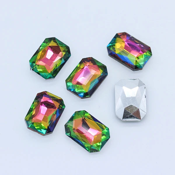 24-colors Rectangle fancy Glass stone pointed back foiled crystal rhinestone Jewels Counter decorations clothes shoes bags Gems