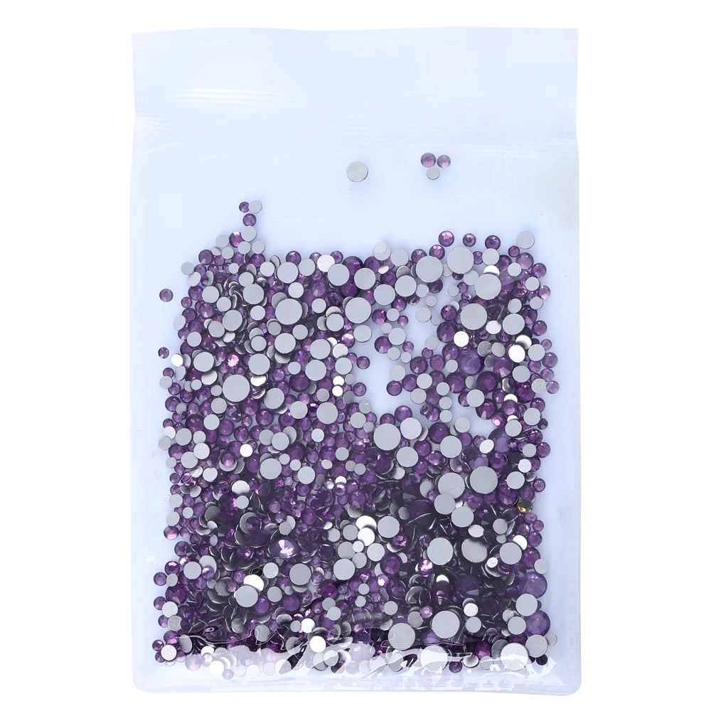 Wholesale Rhinestones 200 Colors 1440pcs  Mix Size Glue on Glass Flat Back Rhinestone Bulk Glass Rhinestone Crystal for Garment