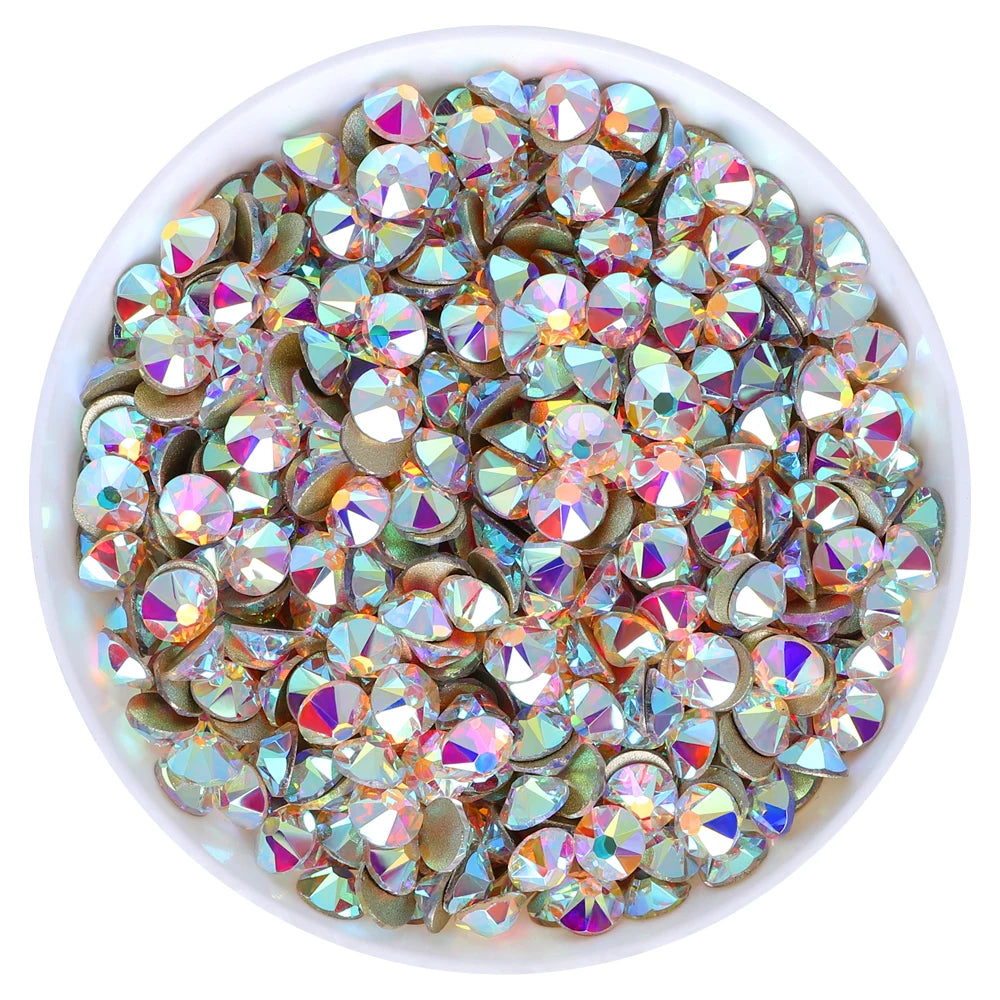 Wholesale Rhinestone Gold Base Crystal AB Effects Non Hot Fix Flatback Rhinestone for Nail Art Decoration