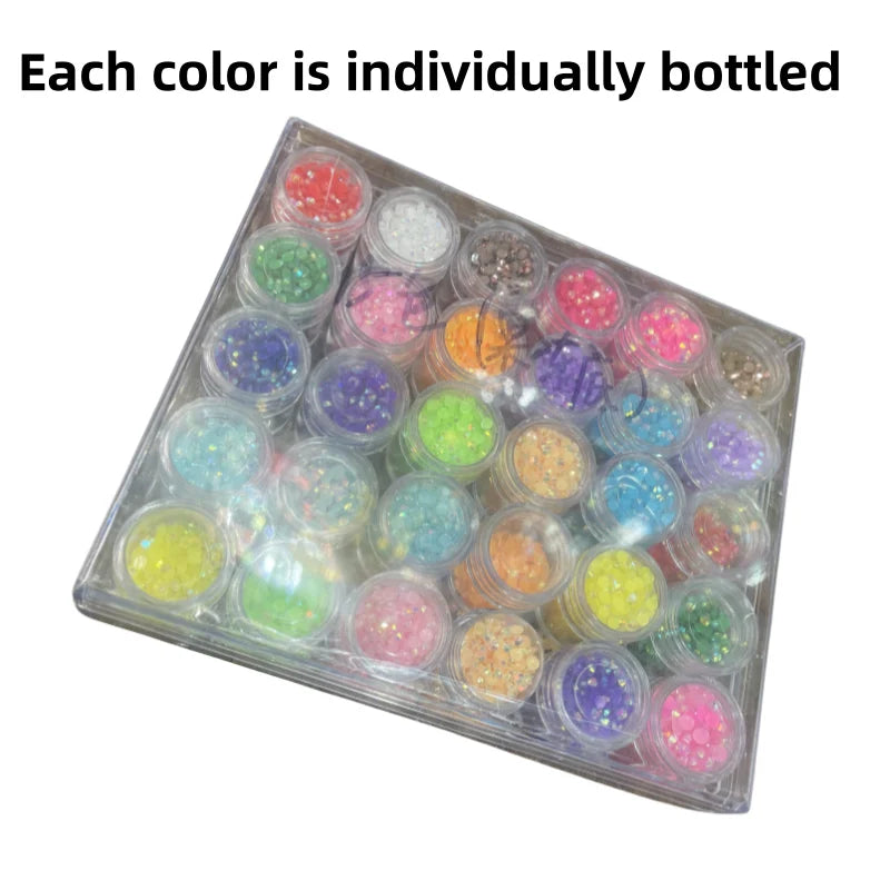 2024 Exquisite Bottled 3mm/5mm/6mm Resin Flat Back Crystal Rhinestone Self Adhesive Nail Diamond Decoration