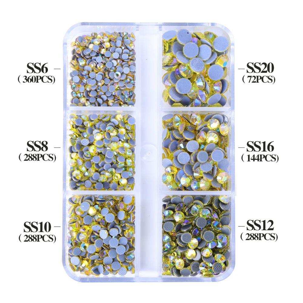 Wholesale SS6 SS10 SS16 SS20 SS30 6 Grid Mix Size Clear AB Rhinestone Hotfix Rhinestones for Costumes
