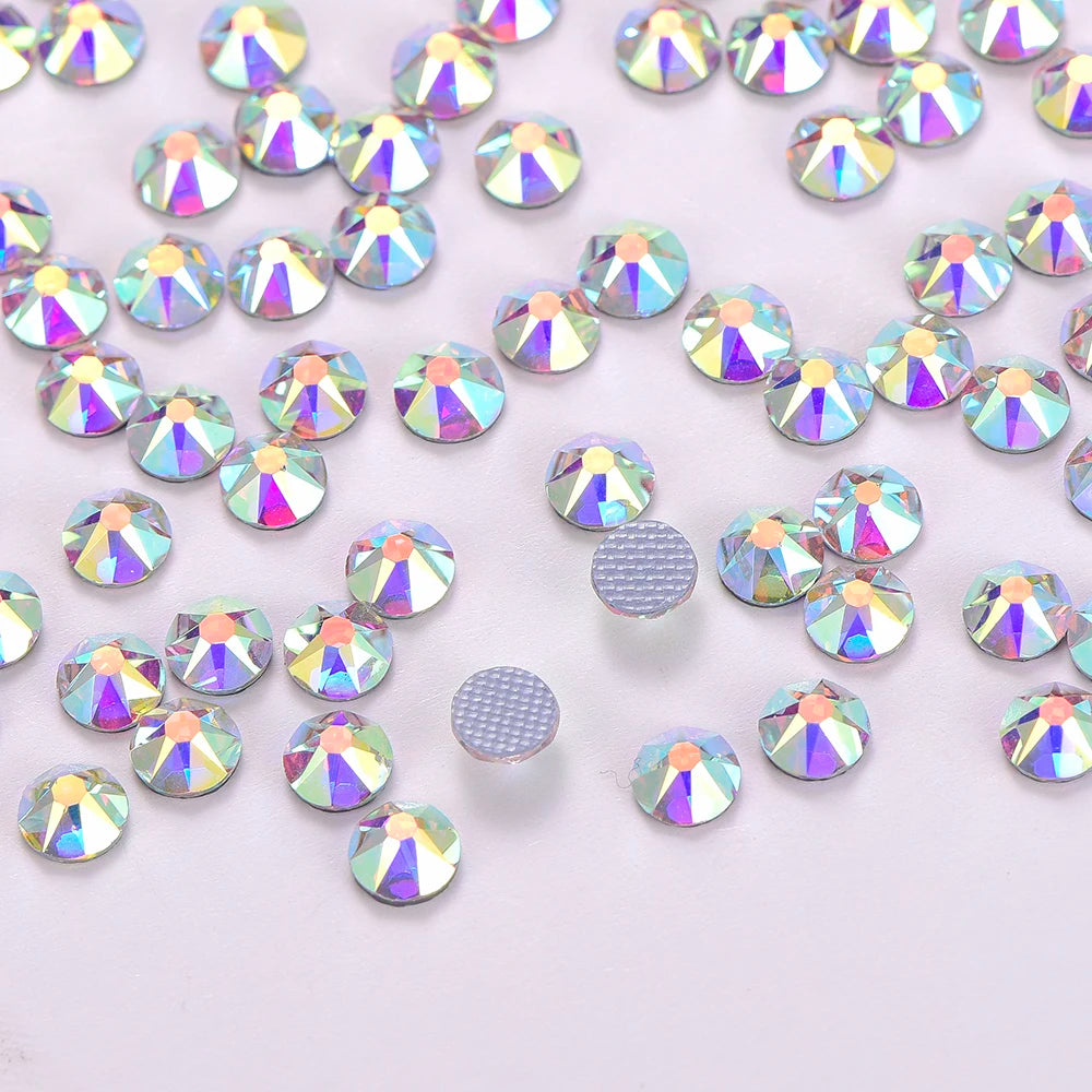 Crystal AB Color SS10 SS16 SS20 SS30 Hotfix Flatback Rhinestone Wholesale Rhinestone Bulk Glass Rhinestones 100 Gross Hot-fix