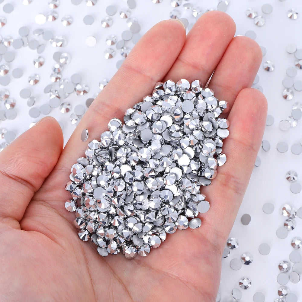 QIYI Wholesale Top Quality Non Hot Fix Strass Nail Stones Flatback Glass Crystal AB Rhinestone