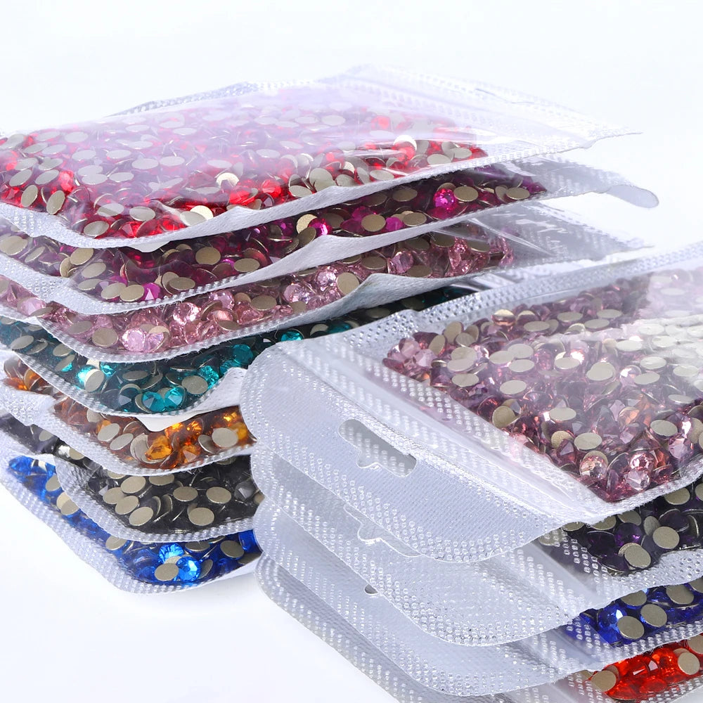 High Quality 16 Cut Facets  Crystal AB Rhinestone Gold Base Non Hot Fix Flatback  Rhinestones Bulk for Dress