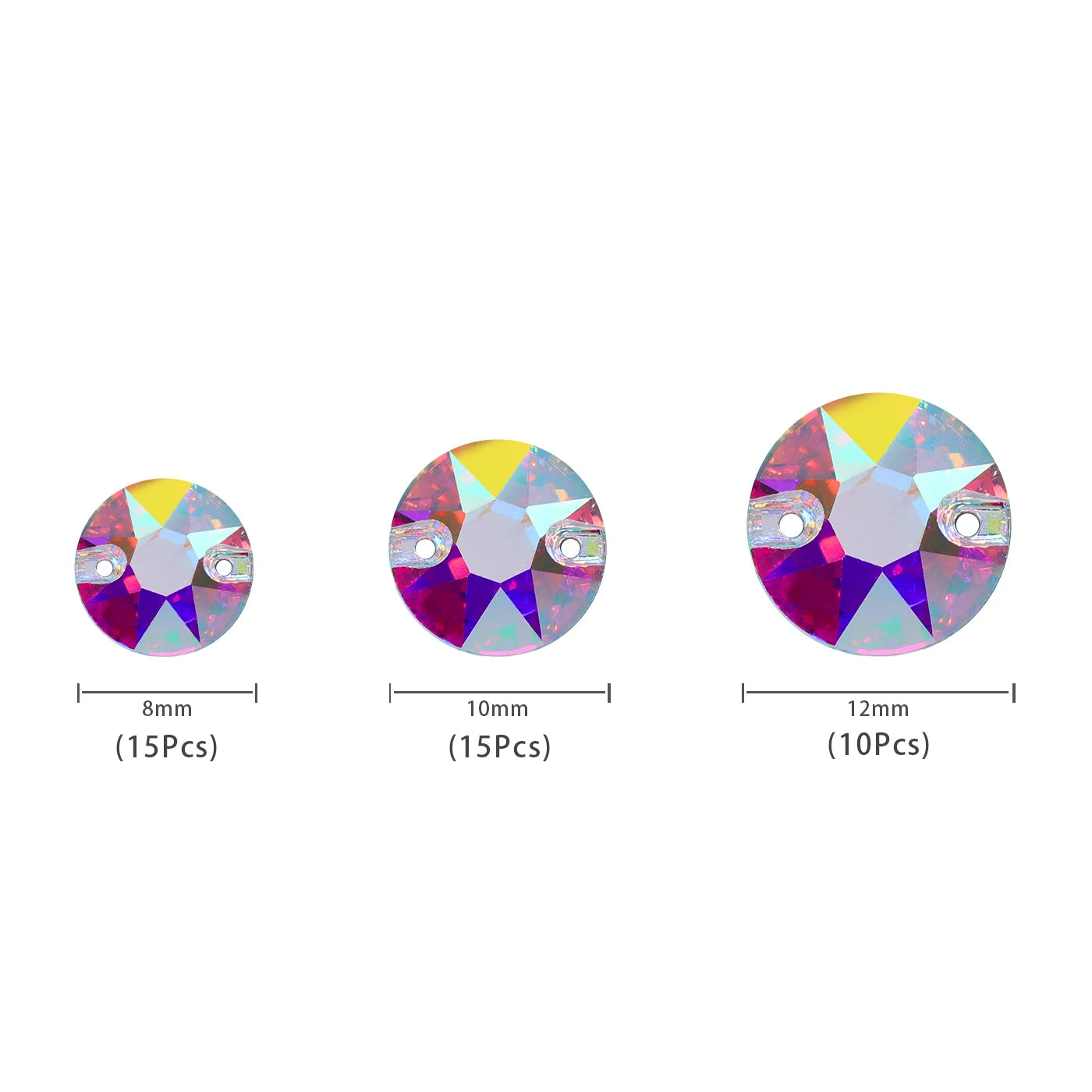 Crystal AB Sew on Rhinestones with 2 Holes Glitter Strass Flatback Glass Stones and Crystals for Bags Nail Art & Garment Use