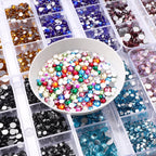 QIYI Wholesale 6 Grid Box 3D Glass Nail Art Boxes Non-Hotfix Rhinestones Flatback Nail Diamond for Shoes Christmas Decorations