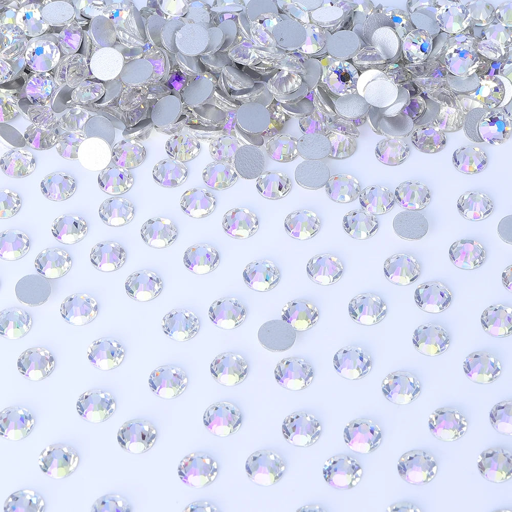 Wholesale 14400pcs Glass Crystal Glue on Rhinestones Bulk Non Hotfix Flatback Rhinestones for Wedding Accessories