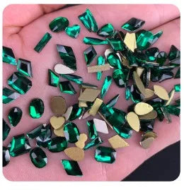 Top Quality flat back shaped rhinestones! 100pcs mix shapes nail art crystal without glue Non hotfix strass