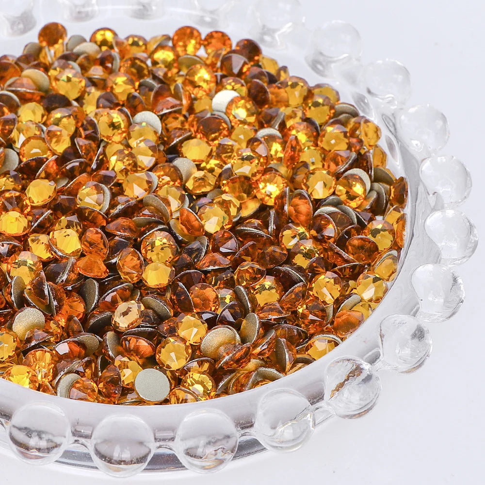 SS10-SS40 Colorful Non Hotfix Rhinestones Golden Base Flat Back Bling Glitter Glass Stones Crystal Strass Diamond for Nail