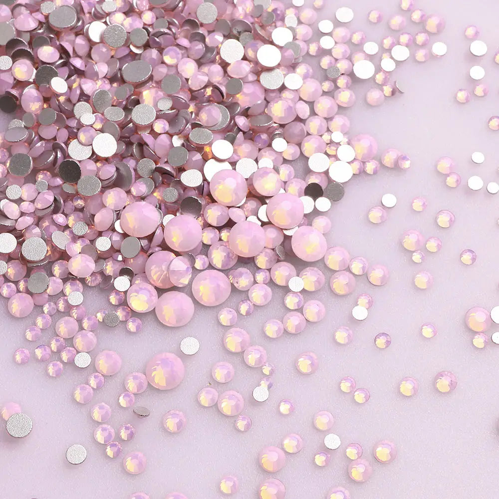 Wholesale Rhinestones 200 Colors 1440pcs  Mix Size Glue on Glass Flat Back Rhinestone Bulk Glass Rhinestone Crystal for Garment