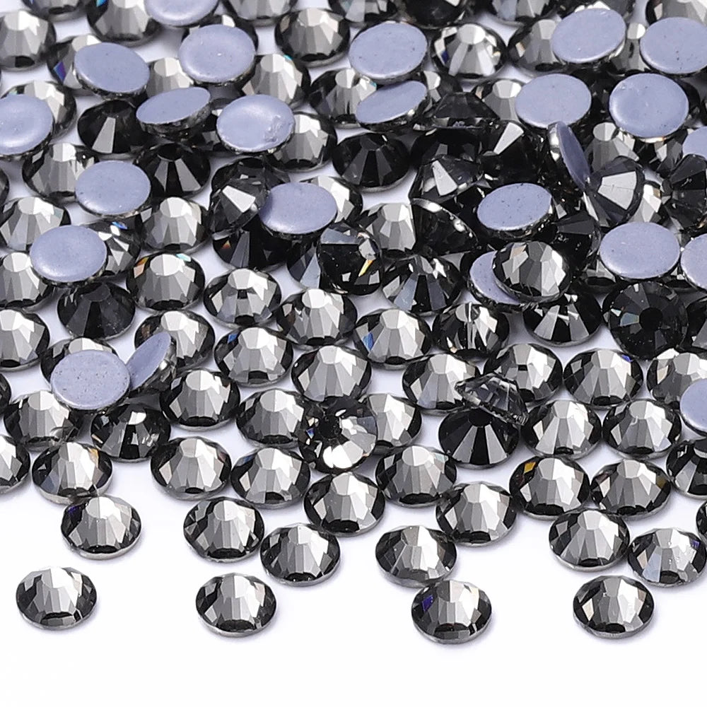 Factory Price Hotfix Glass Crystal Flat Back Rhinestone Round Hotfix Crystal Stone Shine Blilng  for Clothing Accessories