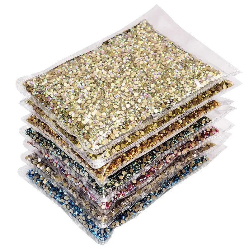 Wholesale Bulk 14400pcs Complete Colors 2088 16 Cut 8big8small AB Color Glass Rhinestones Gold Flatback Non Hotfix for Nail Art
