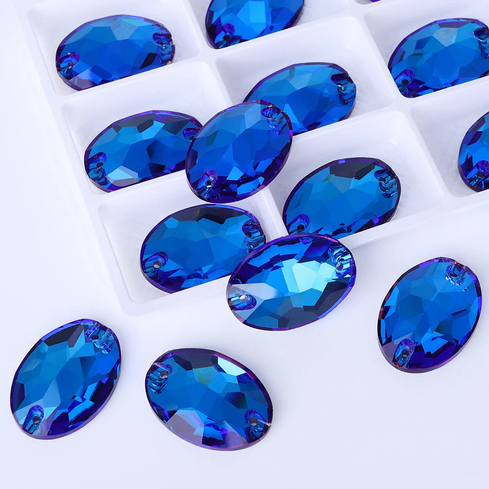Wholesale Oval Crystal Sew-on Rhinestones K9 Glass Sew on Stones Garment Beads Clothing Sewing Accessories